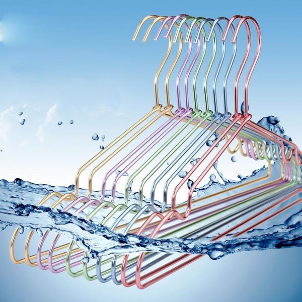 

hangers & racks 41.5cm*21.5cm 10pcs/lot aluminum clothes colorful metal hanger with traceless non-slip grooves for blouse