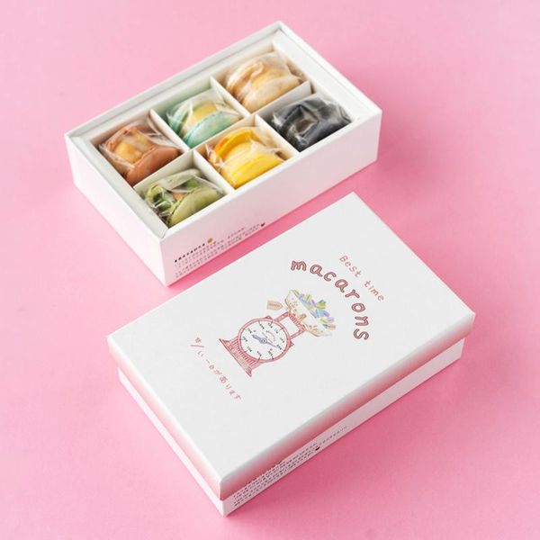 

gift wrap 5pcs/lot white 6 french macarons box display wedding cookie candy cake boxes
