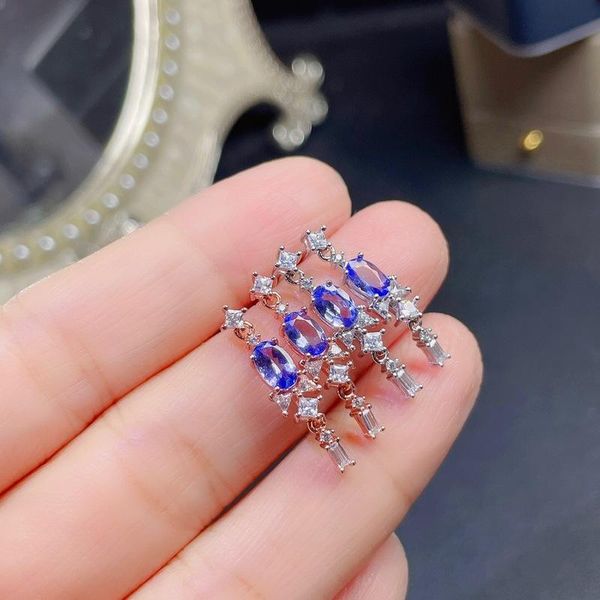 

stud super beautiful earrings, 925 silver inlay, luxury design, natural gems, tanzanite earring, Golden;silver