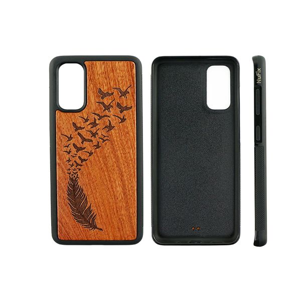 2022 casos de telefone à prova de choque de luxo para Samsung A52 S9 S10 S10 + S21 S20 Ultra EF Natural de Madeira TPU Custom Logo Capa