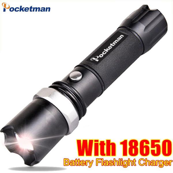 

xm-l t6 3800lm aluminum waterproof zoomable torch 5modes for 18650 rechargeable battery or flashlights torches