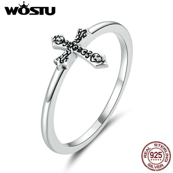 

cluster rings wostu vine cross ring 925 sterling silver retro craftsmanship for women party trendy fingers original jewelry cqr674, Golden;silver