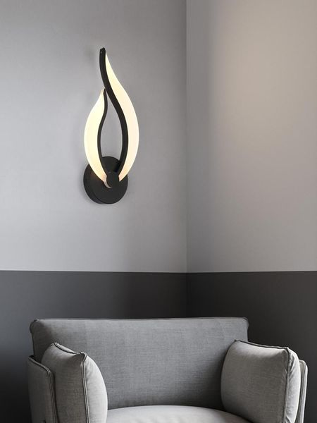 

wall lamp modern 9w led flame mounted night lights for bathroom acrylic indoor lighting ac100-265v room beside light