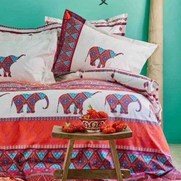 

bedding sets marsala orange cotton double duvet cover set (karaca home)