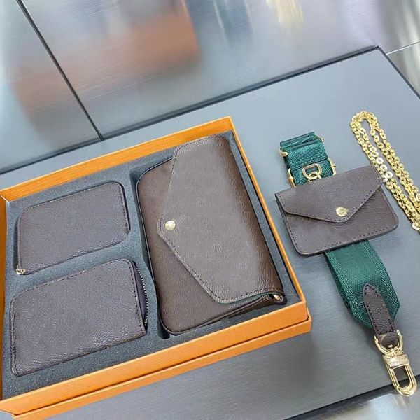 

3-pc mini purses shoulder bags luxury women cross body chain bag fashion floral baguettes wallets tiny clutch phone purse cute card holders