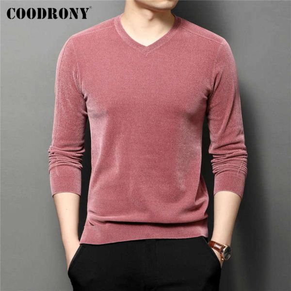 

coodrony brand spring autumn fashion casual long sleeve v-neck knitwear sweater pullover shirt men clothing c1263 210929, White;black