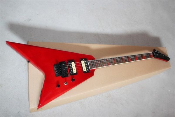 

flyoung special-shaped v-shaped double shake electric guitar 24 fuchsia body red customizable color