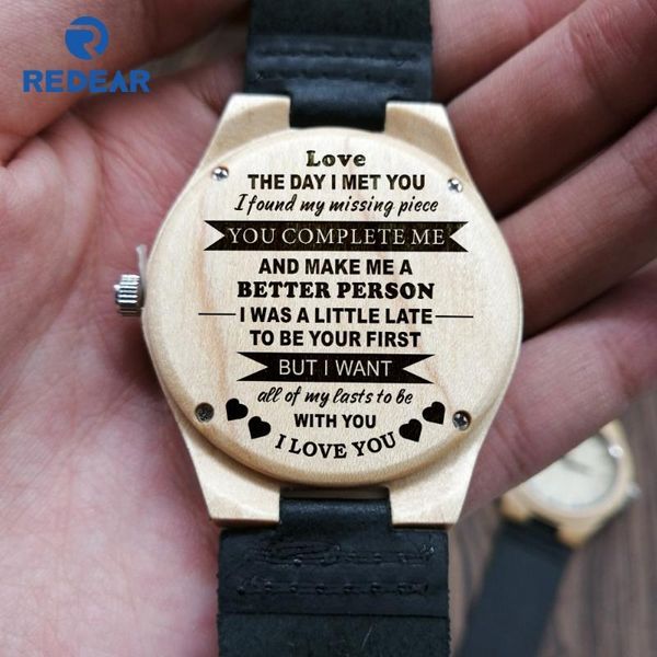 

wristwatches to my love you complete me engraved wood watch, Slivery;brown