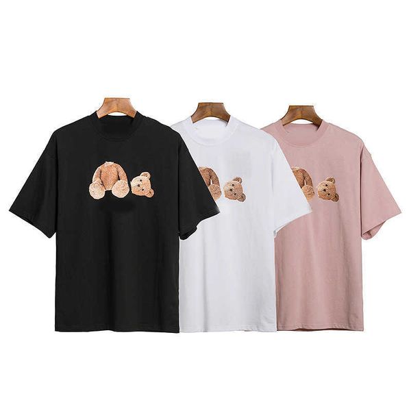 

fashion 2021 pa brand brokenhead bear angel big letter printed cotton short sleeve t-shirt lovers loose, White