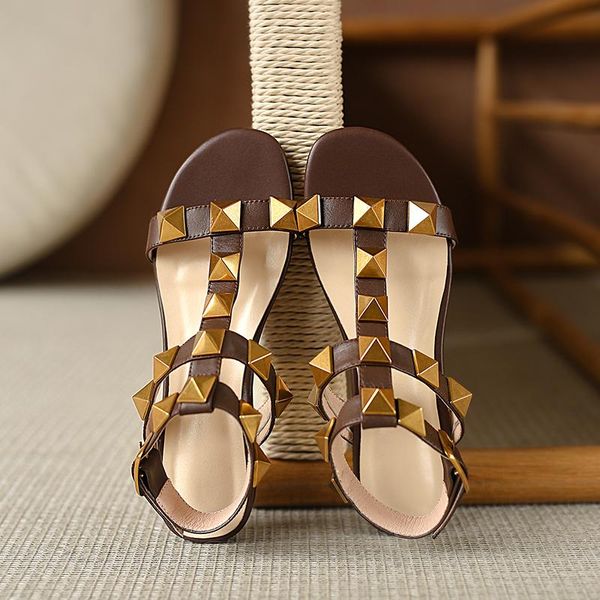 

sandals 2021 fashion sweet round toe slip on women genuine leather shallow low heels party basic casual shoes woman, Black