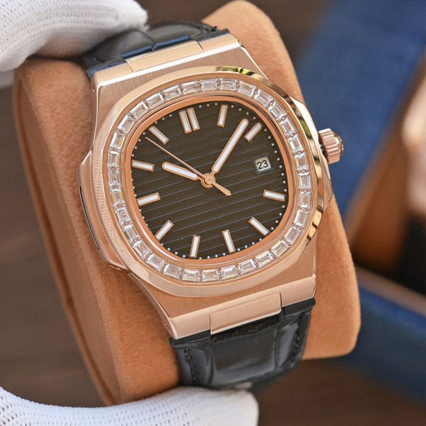 

classic mens watches automatic mechanical watch 40mm waterproof business wristwatches montre de luxe men gift multicolor, Slivery;brown