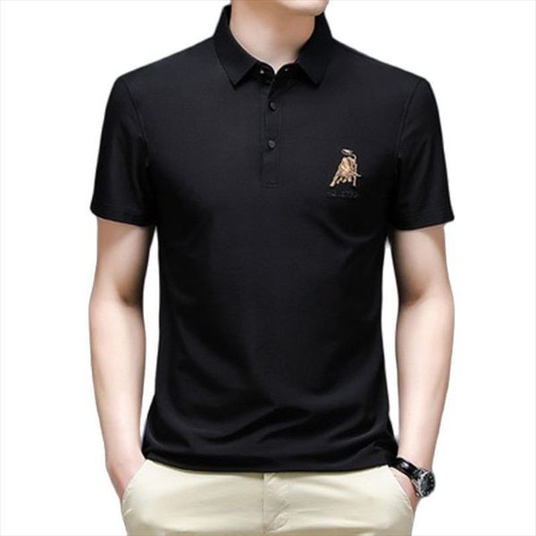 

short sleeved shirt, cotton embroidery, men polos summer casual young clothing, comfortable and breathable m 4xl, White;black