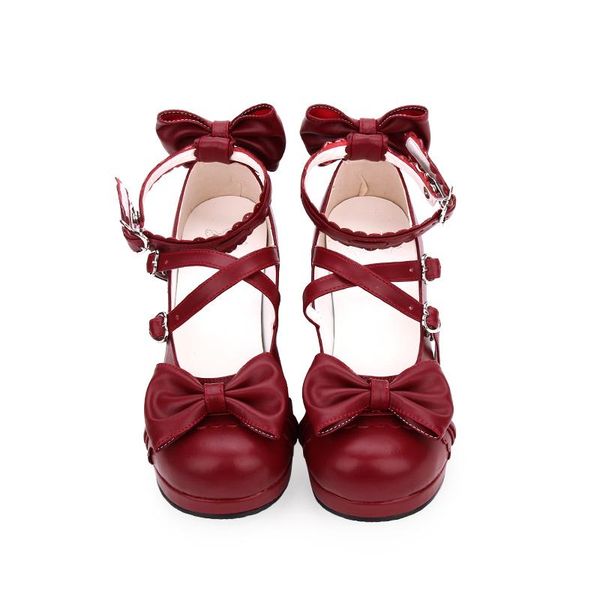 

dress shoes angelic imprint woman mori girl lolita cosplay lady wedge heel pumps women princess party shos size35-46 8018, Black