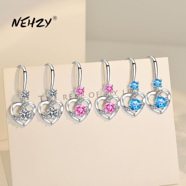 

dangle & chandelier nehzy 925 sterling silver women's fashion jewelry crystal zircon hollow heart shaped long tassel earrings
