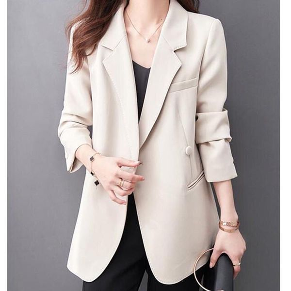 

women's suits & blazers herstory for women fashion slim loose long sleeve turn down vintage chic lady office work pocket casual, White;black