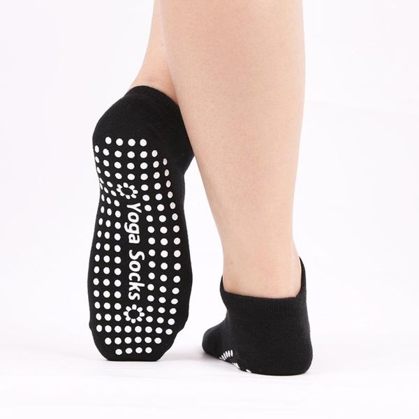 

round head silicone non-slip socks yoga women cotton breathable sports floor pilates ballet dance girls mkg823, Black