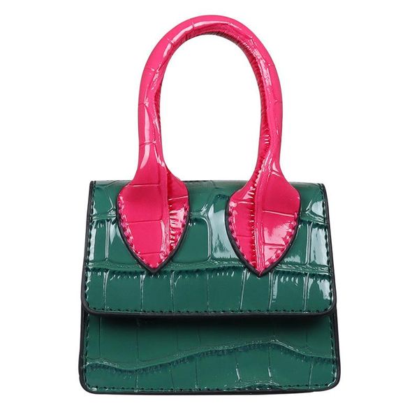 

summer women luxury handbags small color contrast shoulder bags mini crocodile pattern patent leather flap bag designer cross body