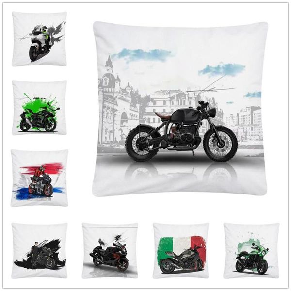 

cartoon side view of sport motorcycle soft short plush cushion cover pillow case for home sofa car decor pillowcase 45x45cm cushion/decorati