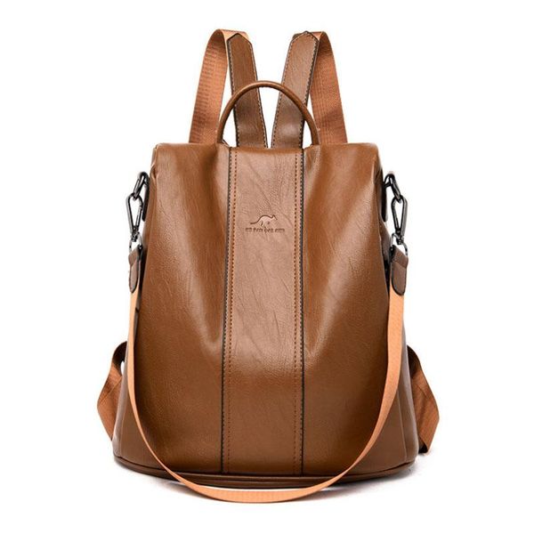 

backpack women's bag leather fashion outdoor large capacity single shoulder student anti theft travel