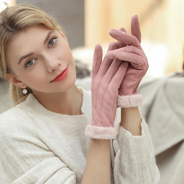 Спортивные перчатки зимняя мода Женщины с сенсорным экраном водонепроницаемые варежки хлопковые замше