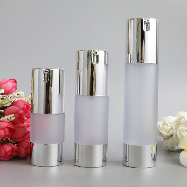 

airless 15ml 30ml 50ml empty vacuum pump toilet vessel cosmetic frosted bottle mini transparent lotion makeup container 10pcs storage bottle