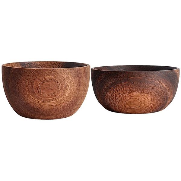 

bowls 2x acacia wood for fruits, salads and noodle, salad wooden bowl 5.1x2.4inch & 4x2.4inch