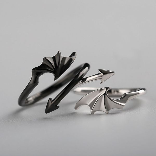 

s2092 fashion jewelry demon wings ring angle couple rings, Silver
