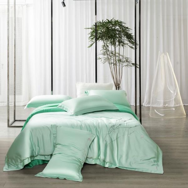 

bedding sets premium 100%lyocell tencel duvet cover embroidery comforter bed sheet pillow shams cooling, silky soft for summer hygieni