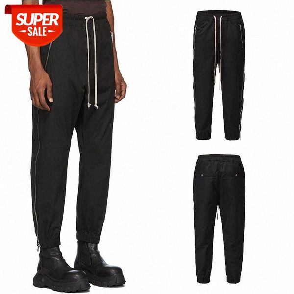 

street dark ro wind side long zipper casual black trousers loose drawstring function men #hb1o