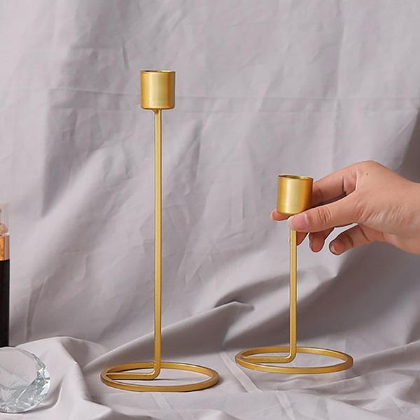 

candle set of 3 gold holder for taper table, decorative candlestick holders wedding, party dinner feast decor