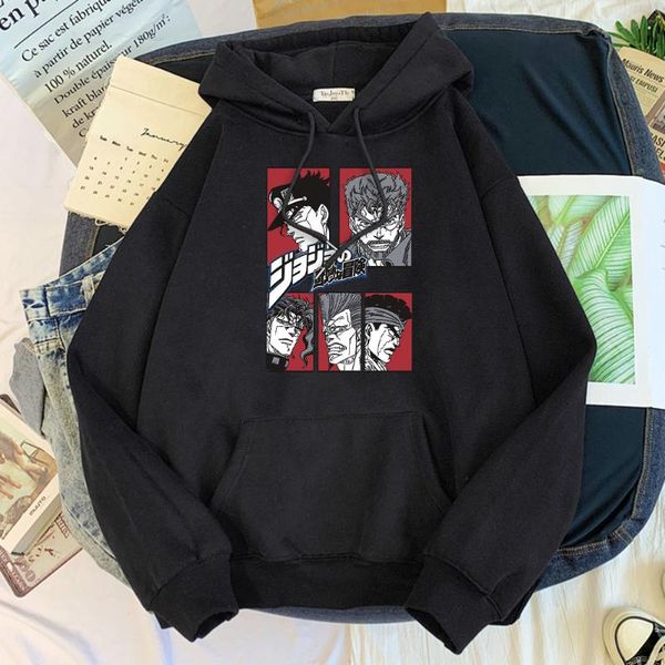 

men's hoodies & sweatshirts mans hoodyjojo's bizarre adventure manga characters printing long-sleevemale round neck concise plus s, Black