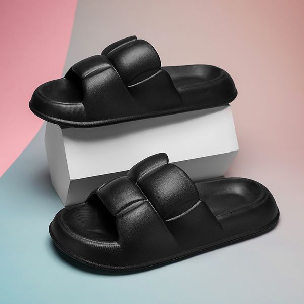 

2022 advanced design thickened soft slippers men and women slippers beach comfortable breathable mopping non-slip size 36-45, Black