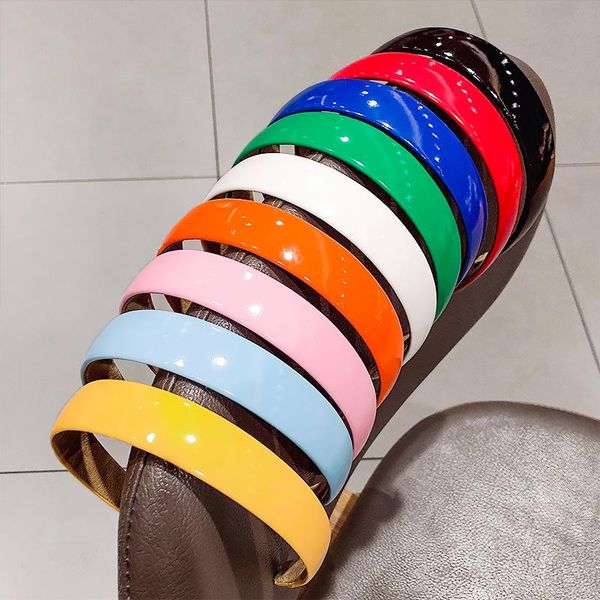 

women pu headbands candy color wide hairbands simple head bands korean headwear hair accessories ornament fashion girls hairhoop