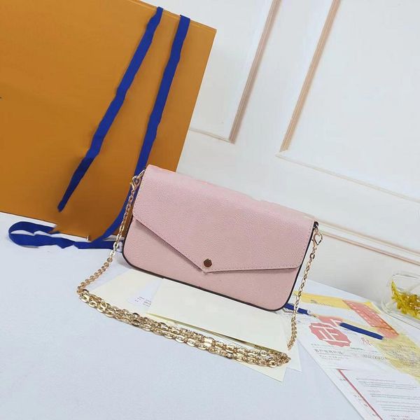 

2021 luxury designer bag purse felicie pochette totes handbags multicolor by the pool shoulder bags crossbodys wallet with box ship, Red;black