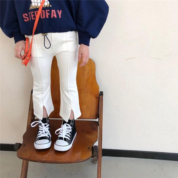 

spring girls cotton split flare pants 2021 kids elastic casual all-match trousers for baby girl, Blue
