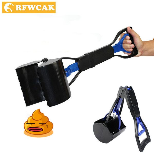 

foldable long handle plastic pet pooper scooper pick up pet waste litter excrement clip cleaning plies dog accessories