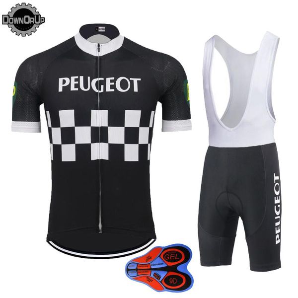 

racing sets retro cycling jersey set black men summer clothing 9d gel breathable pad mtb highway triathlon culotte ciclismo hombre, Black;blue