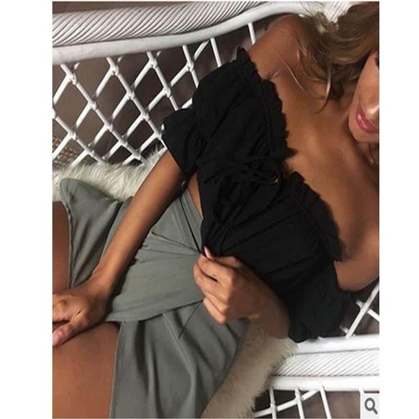 

women's blouses & shirts kayotuas women blouse flare short sleeve off-the-shoulder girl ladies high street ruffles lace-up summer shirt, White