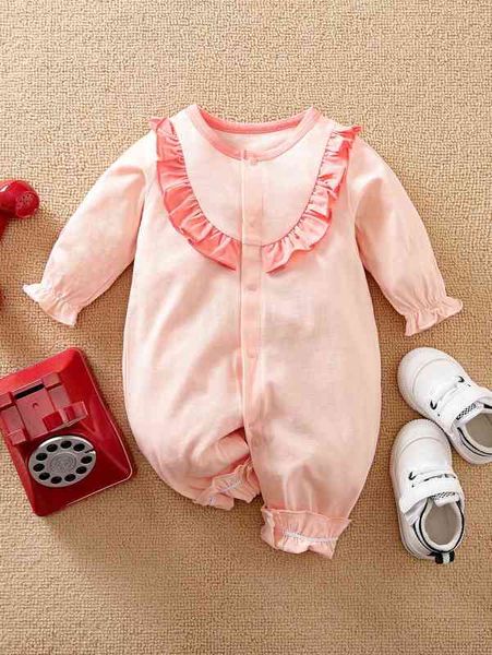 

yierying baby flounce sleeve ruffle trim jumpsuit she, Blue