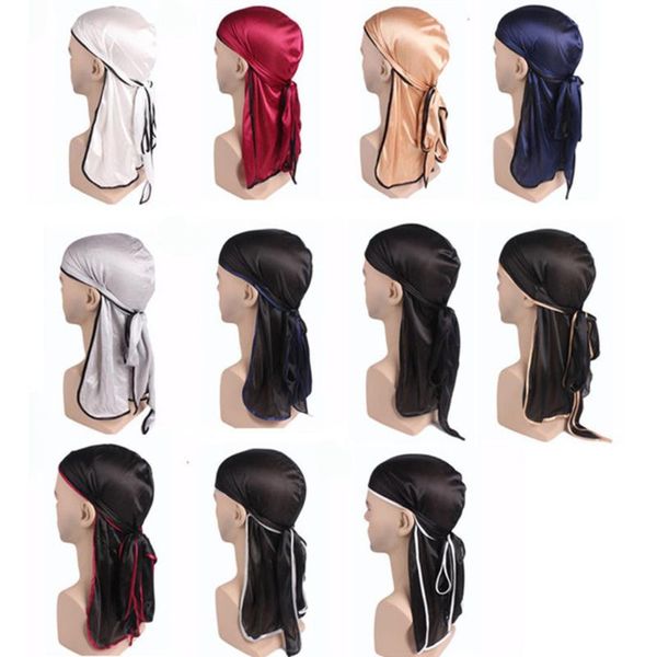 

beanie/skull caps men women premium silky durag satin cap do rag hat bonnet head wrap, Blue;gray