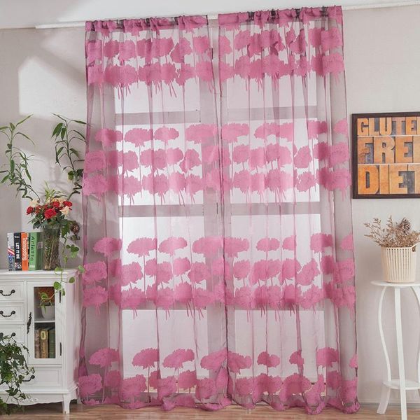 

curtain & drapes vines leaves tulle door window drape panel sheer scarf valances in living room home decor voile 3.29