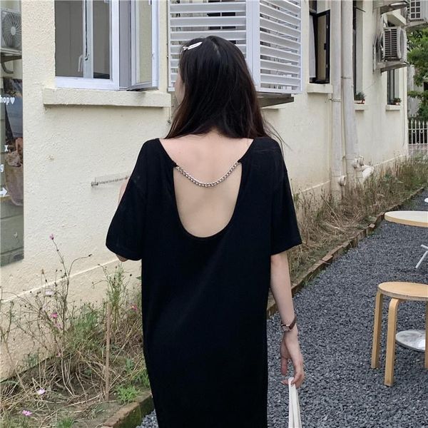 

party dresses lycra cotton 2021 summer clothes for women casual korean style maxi long plus size dress loose harajuku lady fashion, White;black