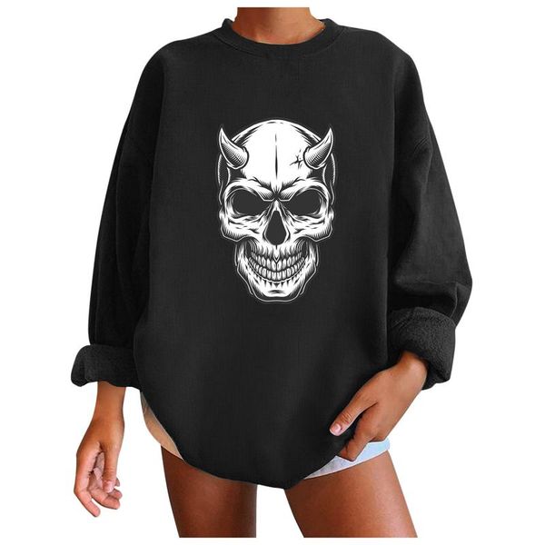 

women's hoodies & sweatshirts oversized women fashion halloween print long-sleeved sweatshirt casual hoodie round neck blouse autumn, Black