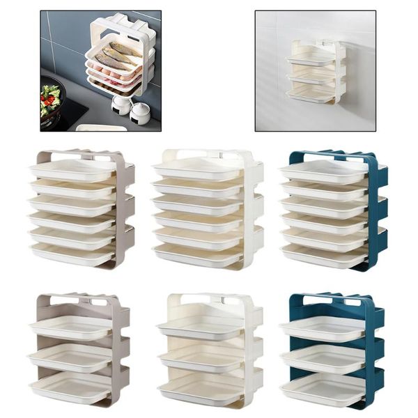 

kitchen storage & organization prep plates 3/6 layer wall rack organizer set