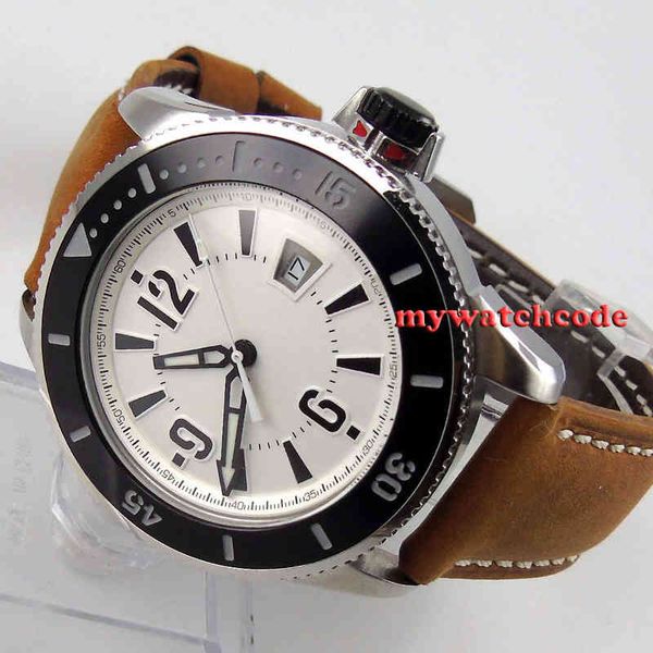 

date 4m scoreboard bliger white window ceramic bese automatic gentlemen clock sapphire glass, Slivery;brown