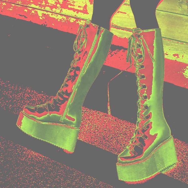 

boots gigifox brand fashio halloween cosplay gift gothic cool street comfy heels platform cross strap knee high shoes women, Black
