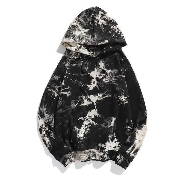 

dark wind tie dye gradient hooded sweater for men, Black