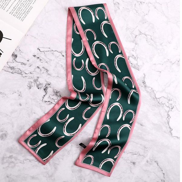 

scarves 2021 elegant floral silk long scarf hair tie band small women neckerchief head fashion holiday, Blue;gray