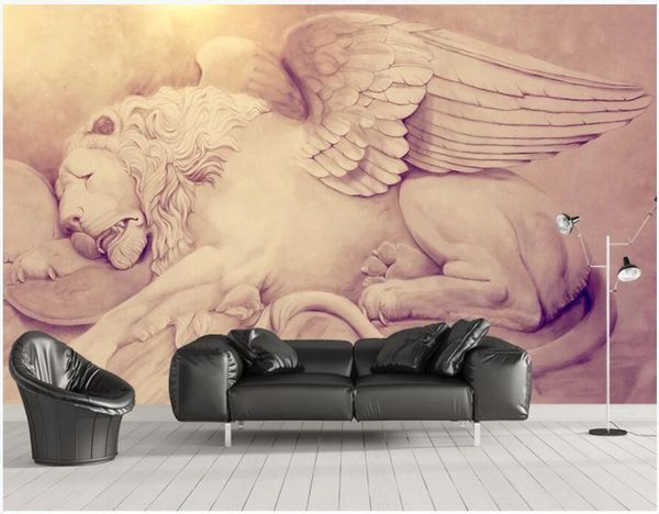 

wallpapers custom po 3d wallpaper relief lion wings flying tv background living room home decor wall murals for walls 3 d