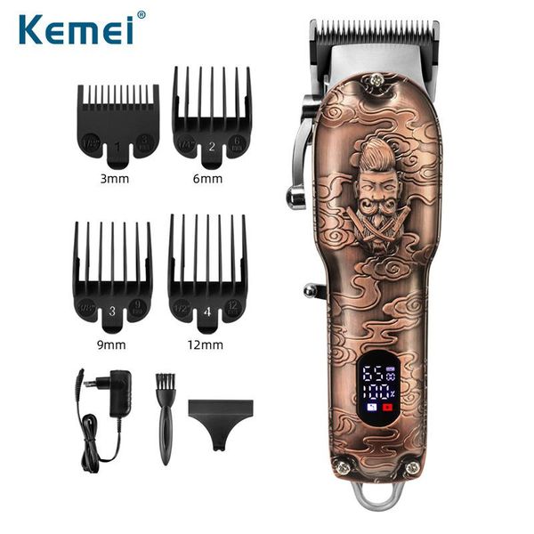 

kemei full metal hair clippers for men cutting machine powerful cordless rechargeable beard trimmer barber haircut